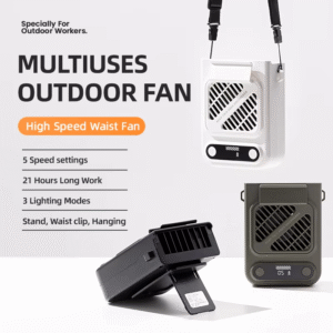 2025 The latest multi-functional portable fan hanging waist style 8000 mah battery up to 21 hours of flashlight adjustment