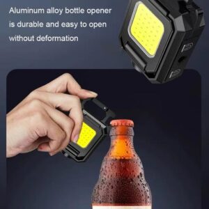 Wholesale Mini Multifunctional COB Led Magnetic Keychain Light Portable Opener USB Rechargeable Outdoor Emergency Lamp