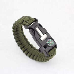 Parachute Cord Wholesale Camping Hand Band Flint Knife Tactical Survival Fire Starter Custom Survival 550 Paracord Bracelet