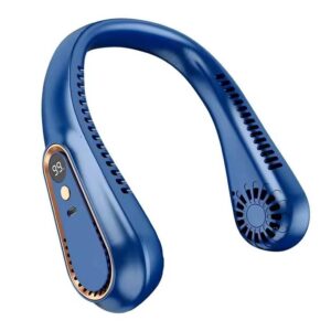 Summer Neck Fan Handheld Mute Leafless Mini Electric Fan with LED Digital Display Portable Air Conditioner Cooler for Outdoor