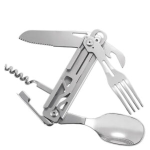 Multi Function Camping Utensil Flatware Set Detachable Spoon Fork Knife Bottle Opener Combo Detachable Pocket Cutlery